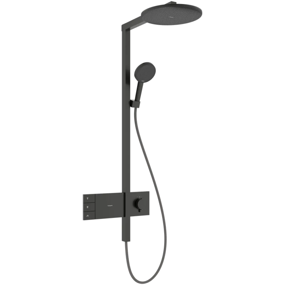Душевая система Hansgrohe Raindance Alive S Showerpipe 300 2jet с термостатом ShowerSelect Comfort, шлифованный чёрный хром