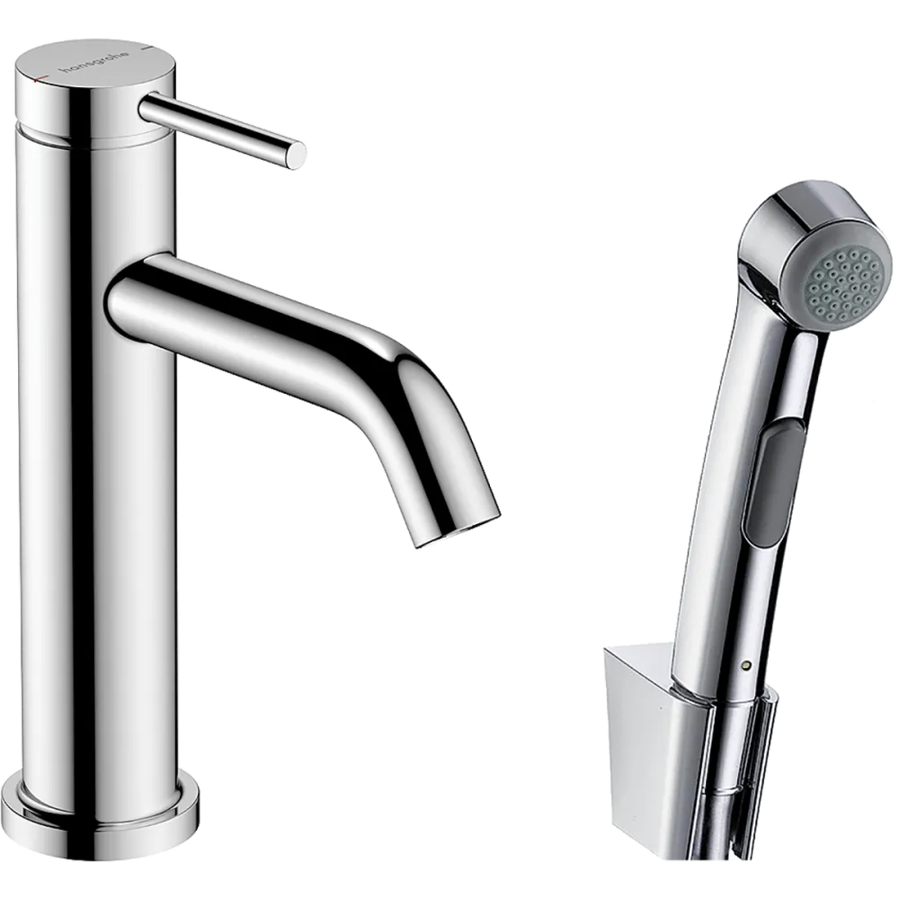 Смеситель для раковины Hansgrohe Tecturis S 110 с гигиеническим душем и душевым шлангом, хром