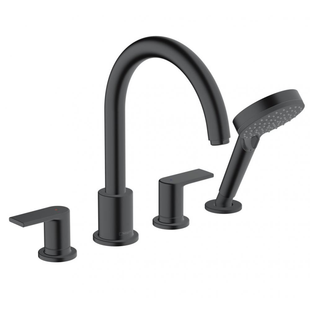 Смеситель на край ванны на 4 отверстия Hansgrohe Vernis Shape, чёрный матовый