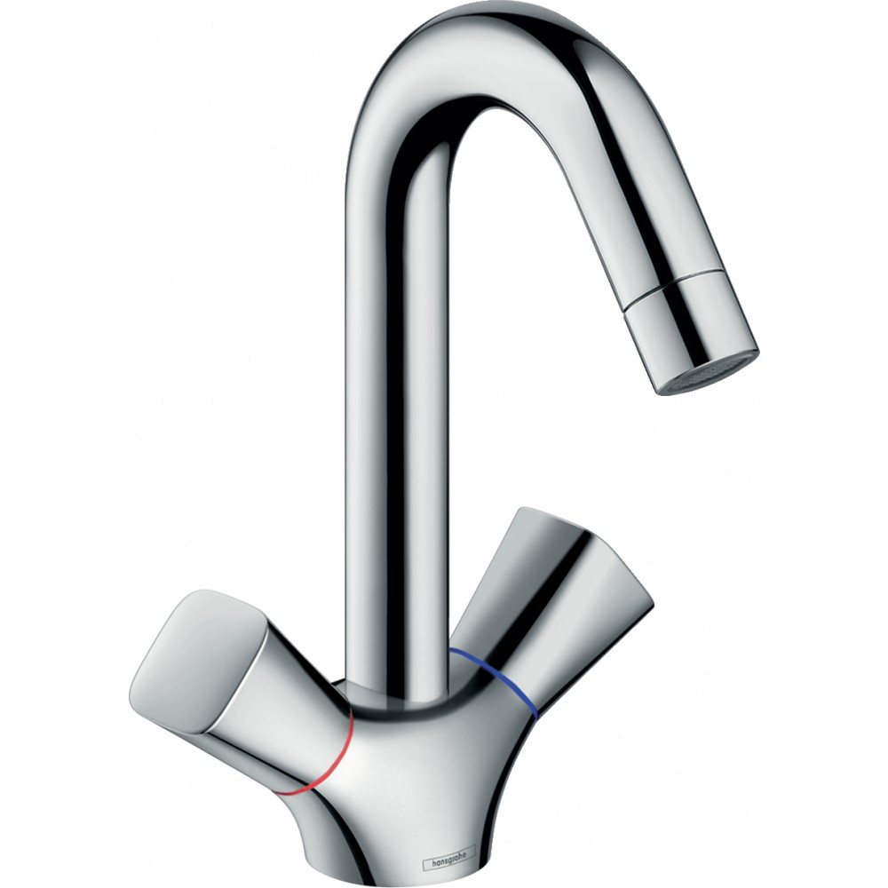 Смеситель Hansgrohe Logis для раковины с двумя рукоятками и сливным гарнитуром, хром