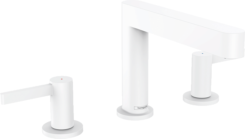 Смеситель для раковины Hansgrohe Finoris 110, со сливным клапаном Push-Open, матовый белый, белый матовый