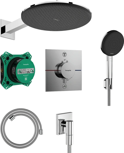 Душевая система Hansgrohe Raindance Alive S Design ShowerSet 300 1jet с термостатом ShowerSelect Comfort E, 24630000, хром