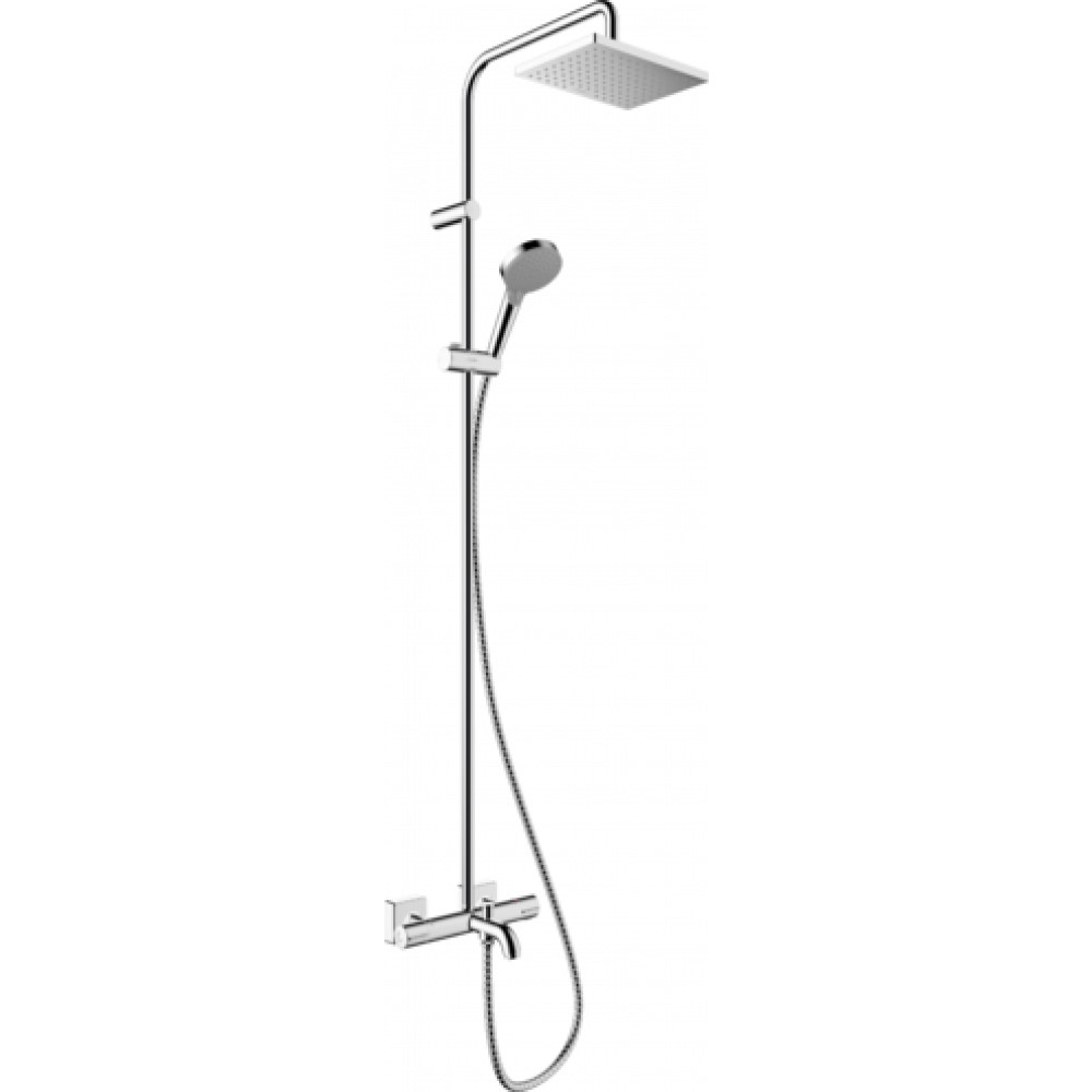 Душевая система Showerpipe 230 1jet с термостатом для ванны EcoSmart Hansgrohe Vernis Shape, хром