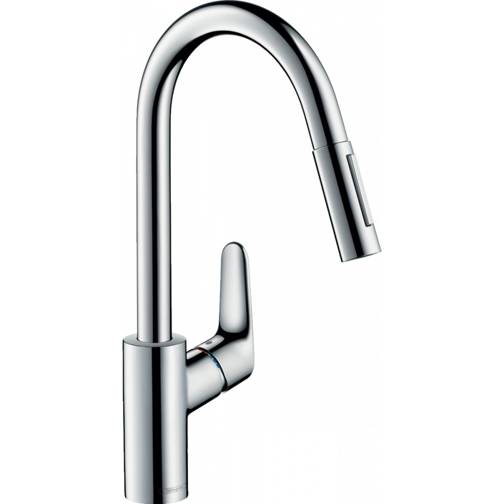 Смеситель Hansgrohe Focus для кухонной мойки с выдвижным душем, хром