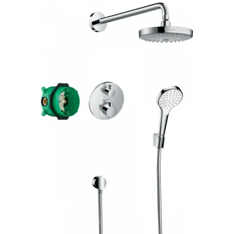 Душевая система скрытого монтажа с термостатом Hansgrohe Ecostat S, хром